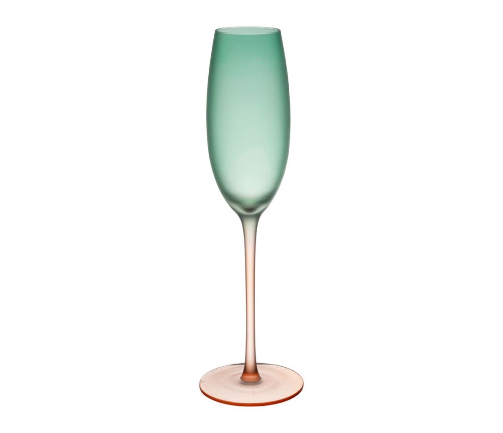 Flûte de champagne - Vert et corail
