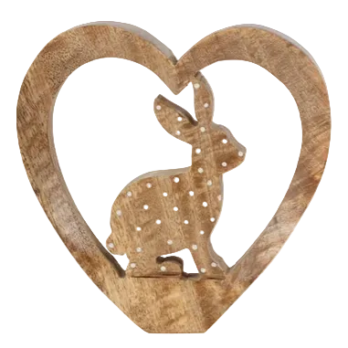 Déco lapin cœur - Bois