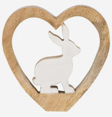 Déco lapin cœur - Bois
