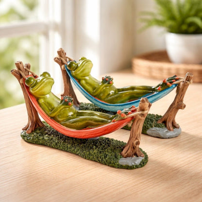 Figurine grenouille sur hamac - Rouge corail