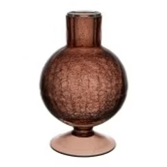 Bougeoir en verre rose