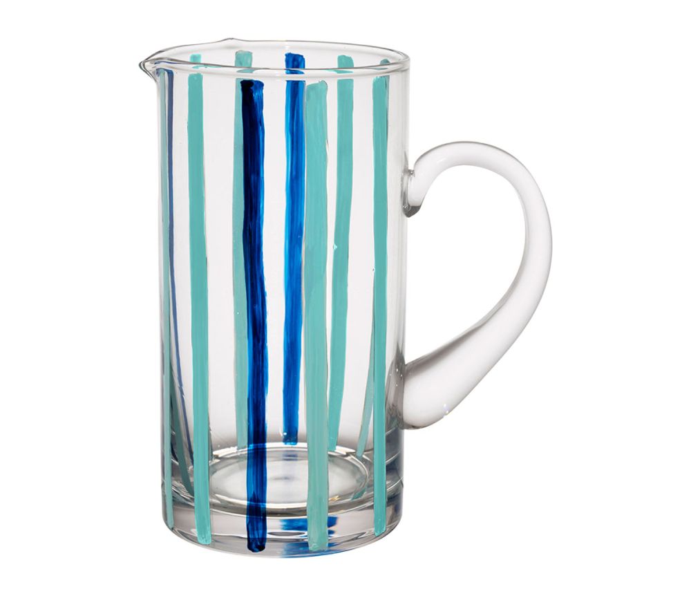 Pichet rayé - Bleu indigo et turquoise