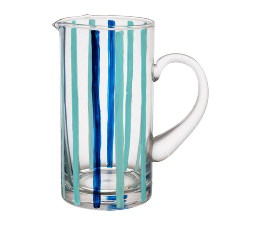 Pichet rayé - Bleu indigo et turquoise