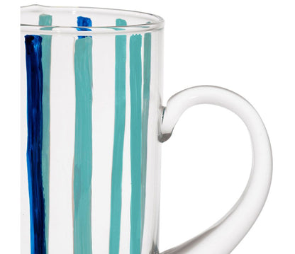 Pichet rayé - Bleu indigo et turquoise