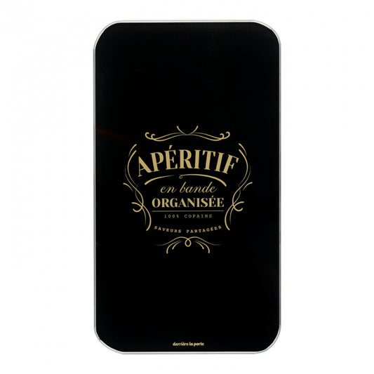 Planche apéritif en verre avec couteau « En bande organisée » - Noir