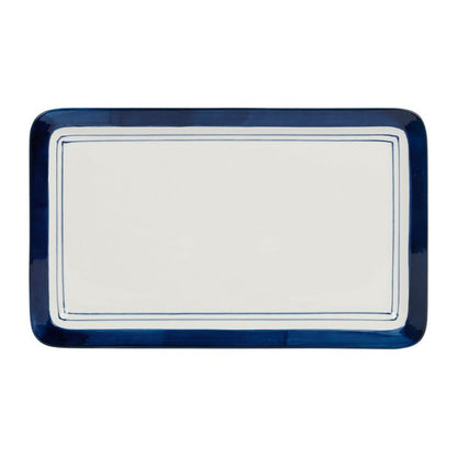 Plateau rectangulaire - Blanc et bleu