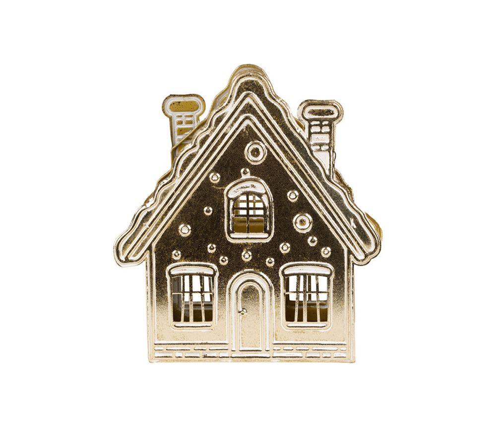 Photophore maison de Noël XL - Doré
