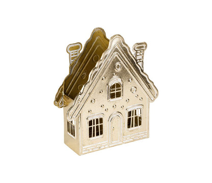 Photophore maison de Noël XL - Doré