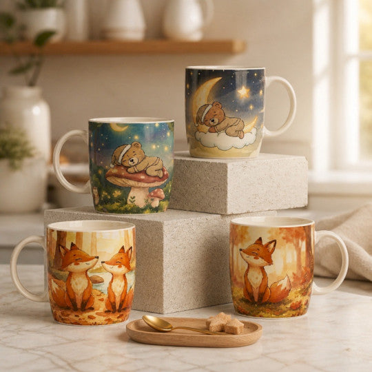 Mug illustré renard amoureux - Multicolore