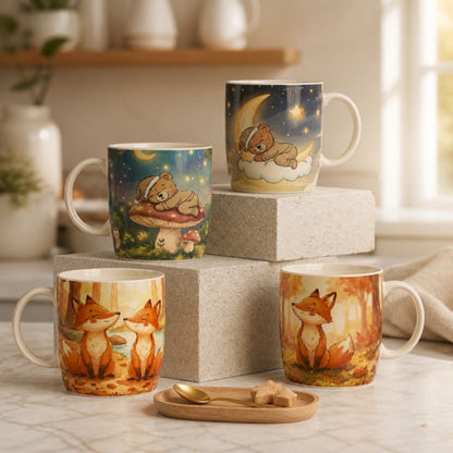 Mug illustré renard amoureux - Multicolore