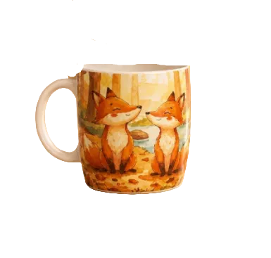 Mug illustré renard amoureux - Multicolore