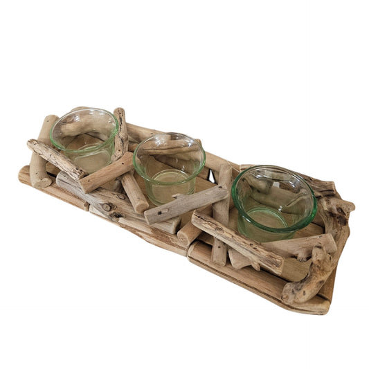 Photophore triple - Bois flotté