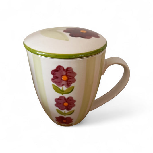 Mug tisanière fleur vintage mauve