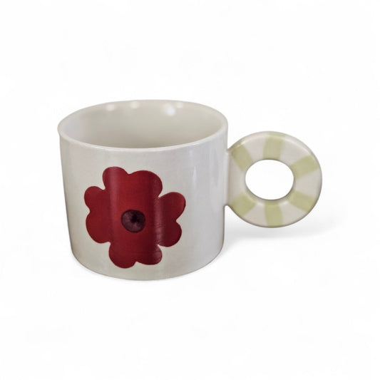 Tasse fleur vintage rouge
