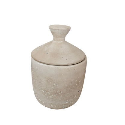 Pot avec couvercle PM - Crème nacre