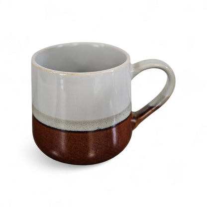 Mug bicolore bleu gris et marron