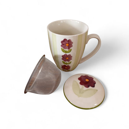 Mug tisanière fleur vintage mauve