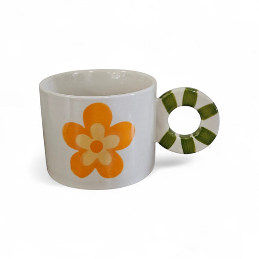 Tasse fleur vintage orange