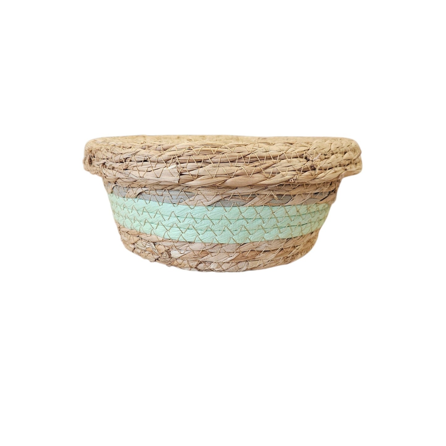 Panier avec couvercle MM - naturel et vert
