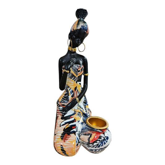 Figurine bougeoir décorative femme africaine
