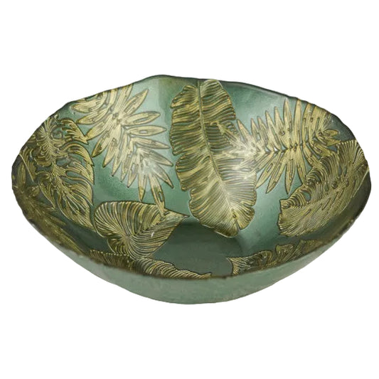 Coupelle en verre à feuilles PM - Vert