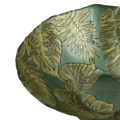 Coupelle en verre à feuilles PM - Vert