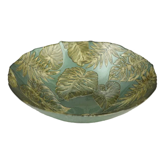 Grande coupe en verre à feuilles GM - Vert