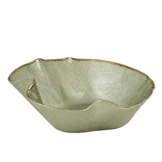 Grande coupe en verre ondulée - Vert sauge