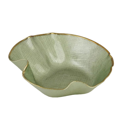 Grande coupe en verre ondulée - Vert sauge