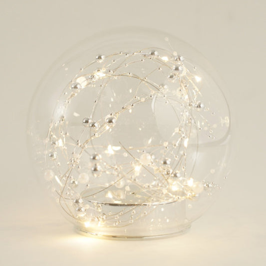 Boule lumineuse LED fil argenté - Transparent