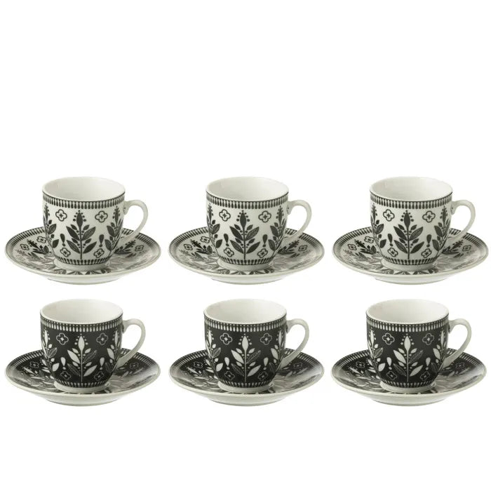 Coffret 6 tasses - noir & blanc