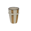 Tasse sans anse en grès rayée - Crème et marron clair
