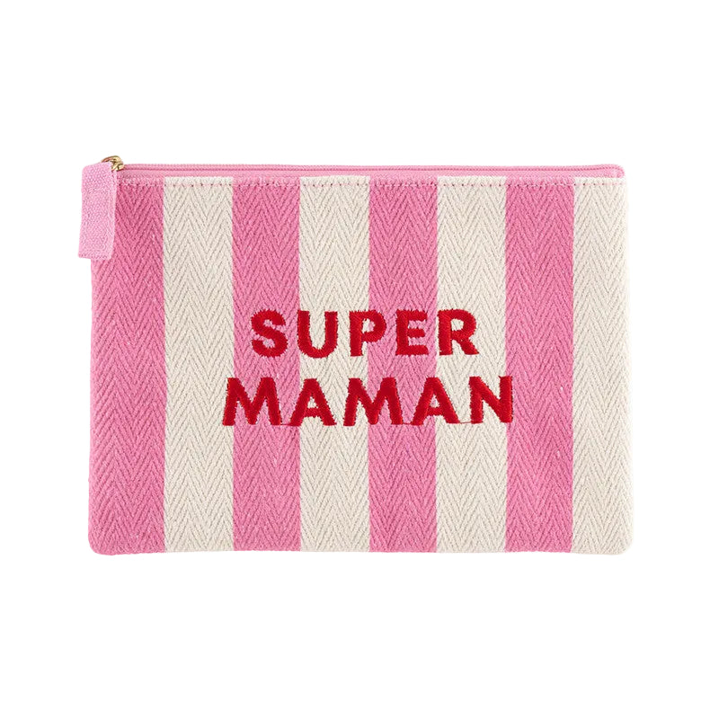 Trousse Super maman - Rose et blanc