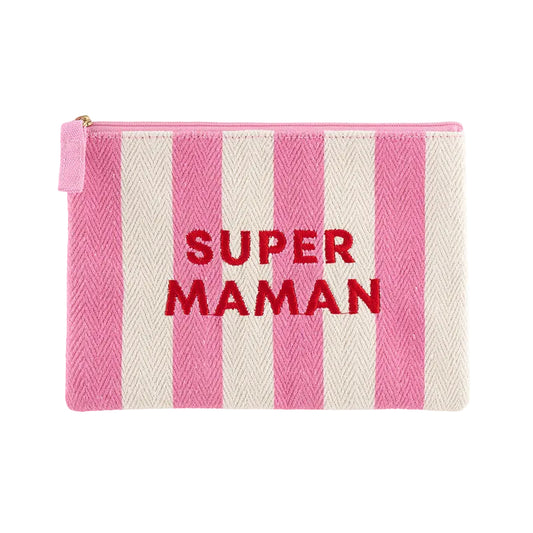 Trousse Super maman - Rose et blanc