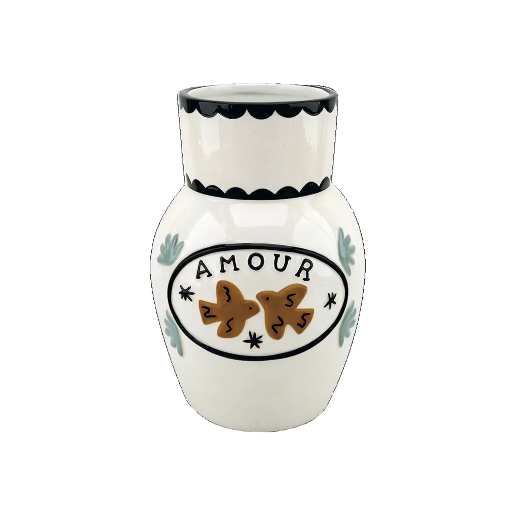 Vase Amour - Crème et bleu